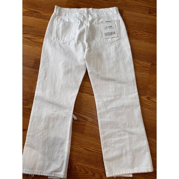 FRAME Le Jane WHITE  distressed high-rise straight-leg jeans size 30/US 8 - Picture 10 of 11